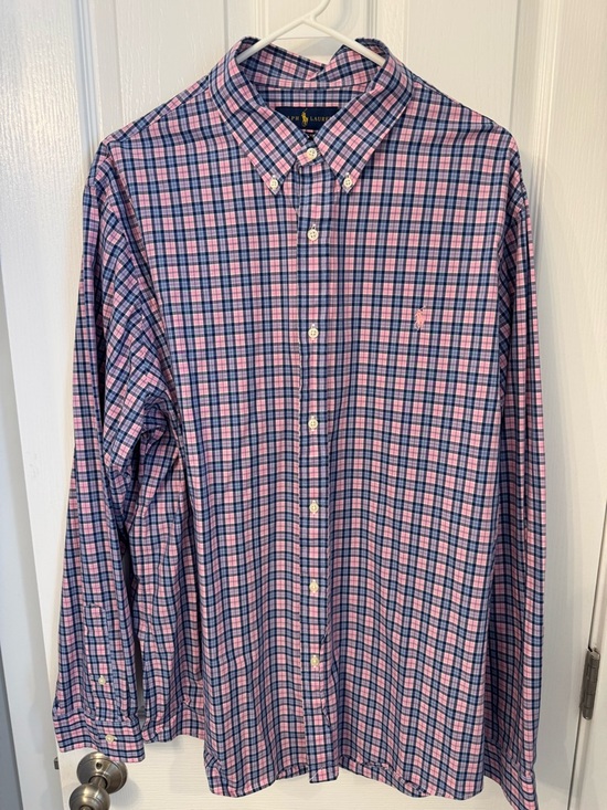 Ralph Lauren Other - Ralph Lauren Pink & Blue Plaid Button-Down Shirt Size XXL